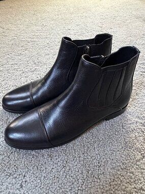 Marashli Black Leather Cap Toe Chelsea Boots EU 42 - US 9 Handcrafted Mint Cond.